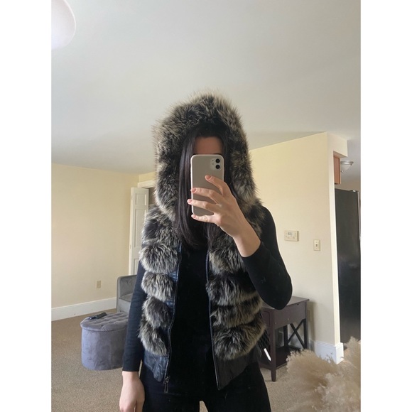 Natural Mink Gray Fur Ladies Vest Mid Length - Picture 2 of 9
